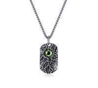 Gifglo Titanium Steel Pendant Necklace | Personalized Evil Eye Necklace for Men and Boys |Hip Hop Punk Necklace | Metaphysics Gift | 21.6 27.5 Inch Square Pearl Necklace, Chain length：21.6in