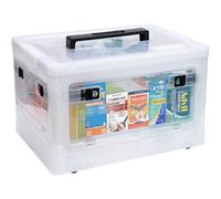 Gifhomfix Extra Large Medicine Storage Box with Handles and Wheels, First Aid Box Clear Medicine Organiser with Removable Tray, Multipurpose Plastic Medication Storage Boxes