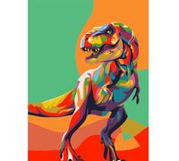 Gifmore Paint by Numbers Kits for Adults and Kids, DIY Craft Art Canvas Painting Kit with Acrylic Pigment and Brushes, 12 x 16 inch Dinosaur (Frameless) - Over 9 Years Old