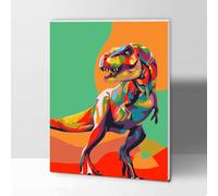 Gifmore Paint by Numbers Kits for Adults and Kids with Frame, DIY Craft Art Canvas Painting Kit with Acrylic Pigment and Brushes, Home Wall Decor 12 x 16 inch Dinosaur - Over 9 Years Old