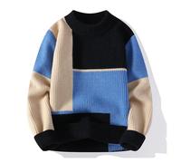 GifrAn Men's Sweaters - Autumn Winter Thick Fashion Jumper O Neck Knit Pullovers Patchwork Casual Streetwear (Color : Black1, Size : XL)