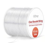Gifray 0.8mm Clear Elastic String for Bracelet Making, Crystal Elastic Cord with Beading Needle - Strong & Durable Beading Thread for DIY Jewellery, Necklaces, Friendship Bracelets, Kandi String(100m)