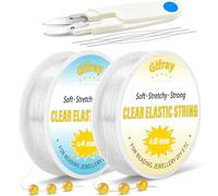 Gifray 2-in-1 Clear Elastic Bracelet String Kit - 0.4/0.6mm Strong & Stretchy TPU Beading Cord, Easy to Knot, Invisible Thread for Jewellery, Friendship Bracelet & DIY Crafts - Birthday Gift for Girls