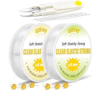 Gifray 2-in-1 Clear Elastic Bracelet String Kit - 0.6/0.8mm Strong & Stretchy TPU Beading Cord, Easy to Knot, Invisible Thread for Jewellery, Friendship Bracelet & DIY Crafts - Birthday Gift for Girls