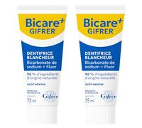 Gifrer | Bicare+ Whitening Toothpaste with Sodium Bicarbonate 75 ml | Pack of 2 | Sodium Bicarbonate & Fluoride | Helps Remove Dental Plaque | Fresh Mint Flavour | Adults & Children 6+