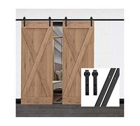 GIFSIN 12FT/366cm Sliding Barn Door Sliding Door Kit Barn Door Hardware for Double Door,J-Shaped Hanger