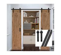 GIFSIN 13.6FT/413cm Sliding Barn Door Sliding Door Kit Barn Door Hardware for Double Door,J-Shaped Hanger