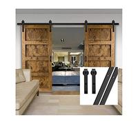 GIFSIN 9FT/274cm Sliding Barn Door Sliding Door Kit Barn Door Hardware for Double Door,J-Shaped Hanger