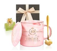 Gift 40th Birthday Women, 400 ml Ceramic Mug, Marble Look with Lid, Gold Print, Gift Packaging & Greeting Card, Gift Idea for Wife, Mother, Aunt, Best Friend, Grandma