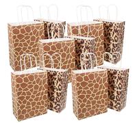 Gift Bag 10pcs Kraft Paper with Handles Leopard Print