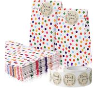 Gift Bag, 20 PCS Paper Bag Party Bags with Cute Stickers Thank You & Donut Party Bags for Kids Party, Celebration, Birthday, Halloween, Christmas - 21x15x8cm