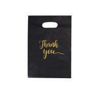 Gift Bag 30/20/10pcs Gift Packaging Bags | 6 Size Handbags Thank You Plastic Shopping Tote Wedding Birthday Bag Flat Pockets(Gray and gold,10Pcs,20x25cm)