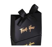 Gift Bags ， 10 pcs Candy Box With Gold Ribbon For Wedding Birthday Christmas Halloween Gender Reveal Party Multicolor(Black)