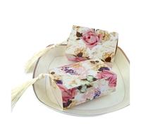 Gift Bags ， 10 Pcs Floral Jewelry Candy Box With Tassel Wedding Party Favor Packaging 8.4x5.7x3cm