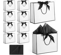 Gift Bags,Chirstmas Present Bags,10Pcs Tissue Paper Handles Bow Ribbon Presents bags, Multipack for Wedding Birthday Bridesmaid Party