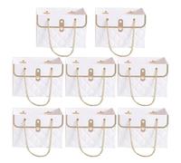 Gift Bags for Bouquets - Empty Flower Box, 8 Paper Holders with Handles | Rectangular Trapezoidal Floral Arrangement Holder for Wedding Party Celebration Fourn