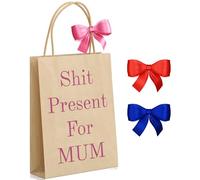 Gift Bags For Christmas Mum Present Gifts For Mum Mothers Day Gift Bag Funny 'Sh*t Present For Mum' Kraft Paper Gifts Bag With Handles Rude Gift Bag For Mums Birthday Mothering Sunday