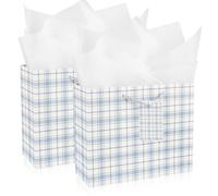 Gift Bags for Present, 2 Pcs Medium Gift Bag with 2 Wrappers and 2 Cards, Paper Gifts Bags with Handles for Women Men Birthday Wedding Party 24.5 * 19.5 * 9.5cm