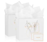Gift Bags for Present, 2 Pcs Medium Gift Bag with 2 Wrappers and 2 Cards, Paper Gifts Bags with Handles for Women Men Birthday Wedding Party
