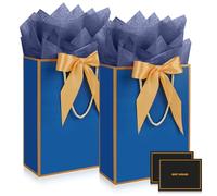 Gift Bags for Present, 2 Pcs Medium Gift Bag with 2 Wrappers and 2 Cards, Paper Gifts Bags with Handles for Women Men Birthday Wedding Party