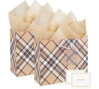 Gift Bags for Present, 2 Pcs Medium Gift Bag with 2 Wrappers and 2 Cards, Paper Gifts Bags with Handles for Women Men Birthday Wedding Party 24.5 * 19.5 * 9.5cm