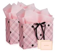 Gift Bags for Present, 2 Pcs Medium Gift Bag with 2 Wrappers and 2 Cards, Paper Gifts Bags with Handles for Women Men Birthday Wedding Party 28 * 20 * 10cm