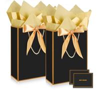 Gift Bags for Present, 2 Pcs Medium Gift Bag with 2 Wrappers and 2 Cards, Paper Gifts Bags with Handles for Women Men Birthday Wedding Party
