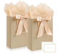 Gift Bags for Present, 2 Pcs Medium Gift Bag with 2 Wrappers and 2 Cards, Paper Gifts Bags with Handles for Women Men Birthday Wedding Party