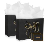Gift Bags for Present, 2 Pcs Medium Gift Bag with 2 Wrappers and 2 Cards, Paper Gifts Bags with Handles for Women Men Birthday Wedding Party