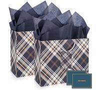 Gift Bags for Present, 2 Pcs Medium Gift Bag with 2 Wrappers and 2 Cards, Paper Gifts Bags with Handles for Women Men Birthday Wedding Party 24.5 * 19.5 * 9.5cm