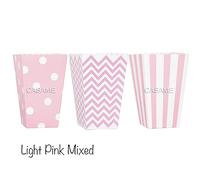 Gift Bags For Presents 6/12/18 Pcs Mixed Pink Stripe Wave Dot Paper Popcorn Boxes Bag Birthday Pop Corn Candy Sanck Favor Bags Movie Party Tableware Party Bags For Kids Party(Light pink mixed,6 pcs)