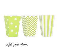 Gift Bags For Presents 6/12/18 Pcs Mixed Pink Stripe Wave Dot Paper Popcorn Boxes Bag Birthday Pop Corn Candy Sanck Favor Bags Movie Party Tableware Party Bags For Kids Party(Green mixed,18 pcs)