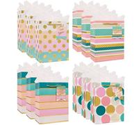 Gift Bags Medium Size with Tissue Paper,12 Pack 9'' Classic Paper Bags with Gift Tags for Men Women's Birthday,Graduation,Wedding,Christmas Holiday Presents,4 Designs