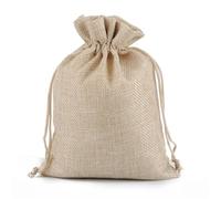Gift Bags Small, Birthday Bags for Presents 2-10Pcs Jute Drawstring Natural Burlap Bag Gift Bags Multi Size Jewelry Packaging Wedding Diy Customizable Logo(Natural color,5Pcs 13x18CM)