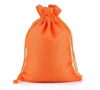 Gift Bags Small, Birthday Bags for Presents 2-10Pcs Jute Drawstring Natural Burlap Bag Gift Bags Multi Size Jewelry Packaging Wedding Diy Customizable Logo(Orange,5Pcs 15x20CM)