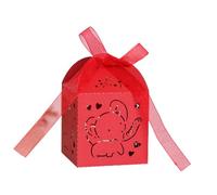 Gift Bags Small, Birthday Bags for Presents 50 Pcs Elephant Wedding Favors Gift Box DIY Hollow Candy Boxes With Ribbon Engagement Party Decor(Red)