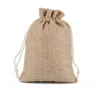 Gift Bags Small, Birthday Bags for Presents 50pcs Burlap Gift Bags With Drawstring Colored Small Jute For Christmas Wedding Party Favor Jewelry Candy Pouches(Beige,9x12CM)