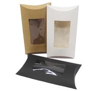 Gift Bags Small, Birthday Bags for Presents 50pcs DIY Blank Paper Gift Box .Mutli Size Pillow With Clear Pvc Window,kraft/white/black For(18x10x3cm,Black 50 box)