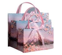 Gift Bags Snowy Mountain Cherry Blossom Gift Bag Creative Exquisite Cosmetic Handbag Clothing Shop Bow Packaging Bag Shopping Bag(L)
