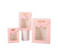 Gift Bags With Clear Front Window 12/24pcs Kraft Paper Gift Box With Clear Window Wedding Favors Birthday Party Candy Snack Biscuit Packaging Bag Christmas(16x12x6cm,24pcs)