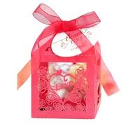 Gift Bags With Clear Front Window 25/50/100pcs Laser Hollowed-out Thank You Round Love Candy Box Wedding Ceremony Engagement Anniversaries Decorati(Red,50pcs)