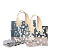 Gift Bags with Clear Window 10pcs PVC Clear Tote Bag Handle Transparent Waterproof Storage Shopping Bags(White Handle,18 * 20 * 10cm)