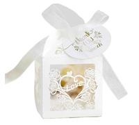 Gift Bags with Clear Window 25/50/100pcs Laser Hollowed-out Thank You Round Love Candy Box Wedding Ceremony Engagement Anniversaries Decorati(White,100pcs)