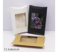 Gift Bags with Clear Window 50pcs DIY Blank Paper Gift Box .Mutli Size Pillow With Clear Pvc Window,kraft/white/black For(12.5x8x2cm,White 50 box)