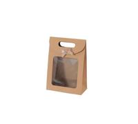 Gift Bags with Clear Window,Gift Boxes Paper Bags 10PCS Clear Windowed Kraft Paper Bags, Stand Up Gift With Ribbon Bow, Suitable For Candy Biscuit Packing(12X6X16CM_10PCS)
