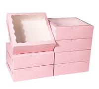 Gift Bags with Clear Window,Gift Boxes Paper Bags 10pcs White Kraft Paper Cake Gift Box Transparent With Window Packaging For Chocolate Doughnut(Pink)