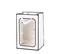 Gift Bags with Clear Window,Gift Boxes Paper Bags 12PCS Kraft Paper Gift Bags With Transparent Window For Present Wedding Birthday Christmas Party(White Black,25x18x35CM)