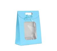 Gift Bags with Clear Window,Gift Boxes Paper Bags 25Pcs Gift Bags With Clear Window Kraft Paper Bag With Handle Candy Biscuits Cake Packing Box Packaging(Blue,12X16X6CM_25PCS)