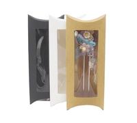 Gift Bags with Clear Window,Gift Boxes Paper Bags 50pcs DIY Blank Paper Gift Box .Mutli Size Pillow With Clear Pvc Window,kraft/white/black For(16x7x2.4cm,White 50 box)