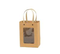 Gift Bags with Clear Window,Gift Boxes Paper Bags 5pcs Valentine's Day Gift Bag Baking Square Kraft Paper Transparent Handheld Cake Packaging Holiday(A 15 * 10 * 20cm)